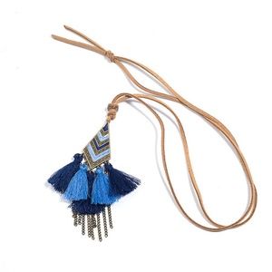 Tassel Necklace Leather String Brand New